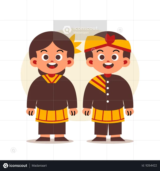 Couple Wear Indonesian Traditional Clothes of Nusa Tenggara Barat  Illustration