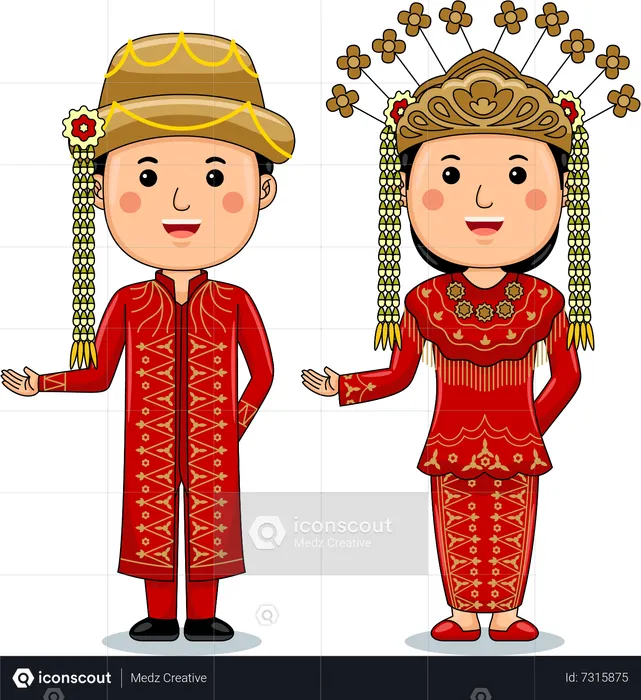 Best Couple wear Jambi Sumatra Traditional Clothes Illustration ...