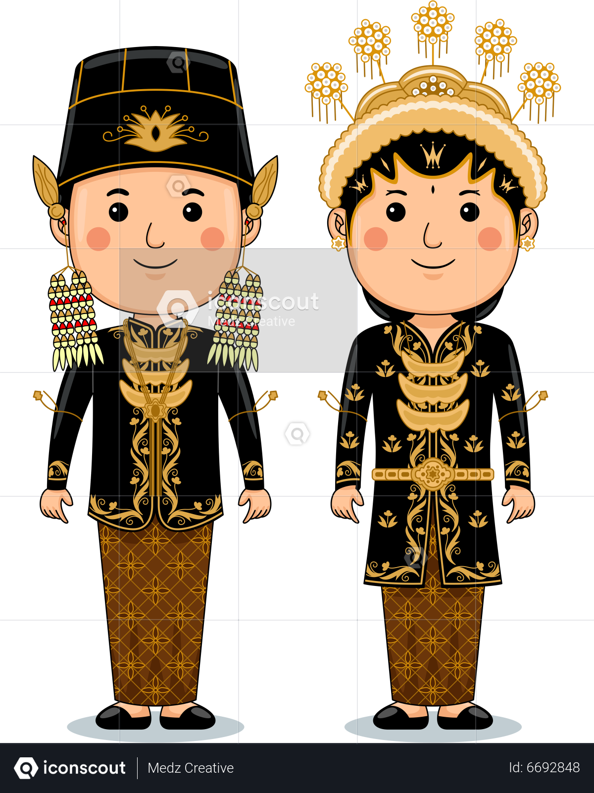 Best Premium Couple Wear Lampung Traditional Clothes Illustration ...