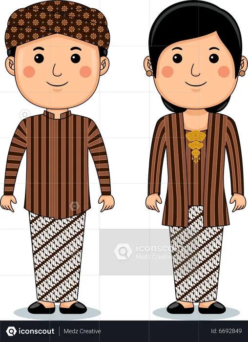 Couple wear Yogyakarta Traditional Cloth  Illustration