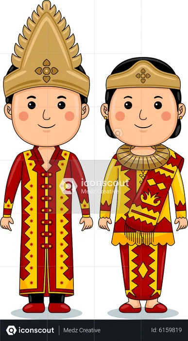 Couple wear Nias Clothes  Illustration