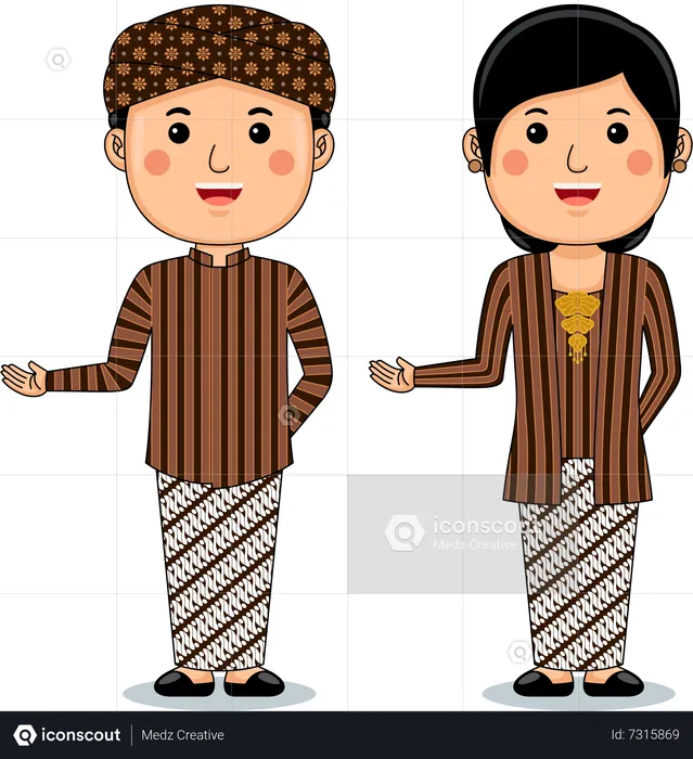 Couple wear Yogyakarta Traditional Clothes  Illustration