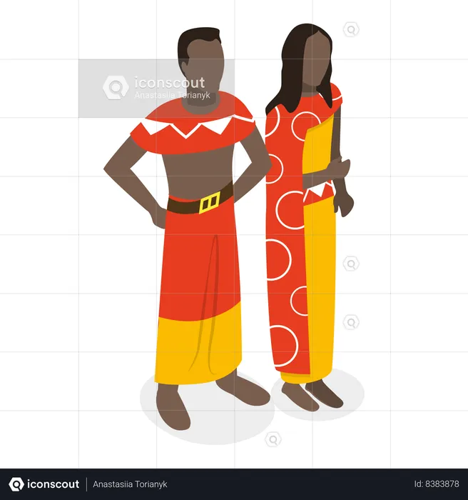 Couple wearing african outfit  Illustration