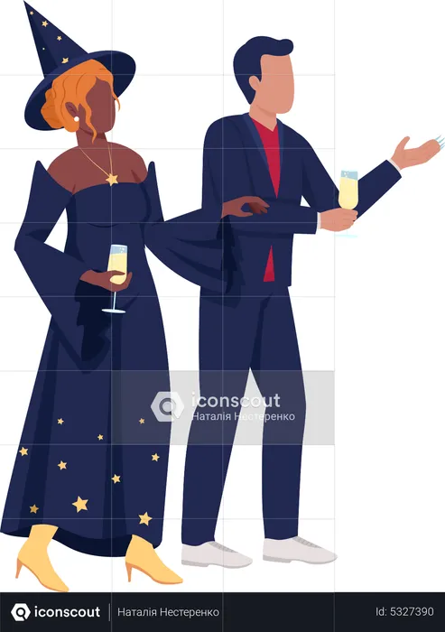 Couple wearing Halloween costumes  Illustration