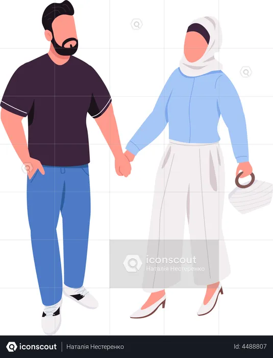 Couple wearing outfits for perfect dating  Illustration