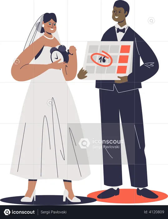 Couple wearing wedding dress  Illustration