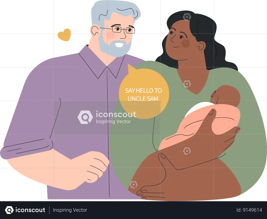Couple welcomes their new born baby  Illustration