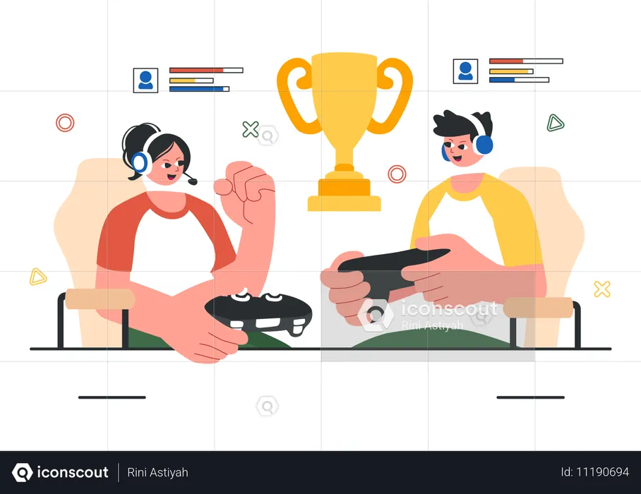 Couple wins E-Sports Gaming Tournament  Illustration