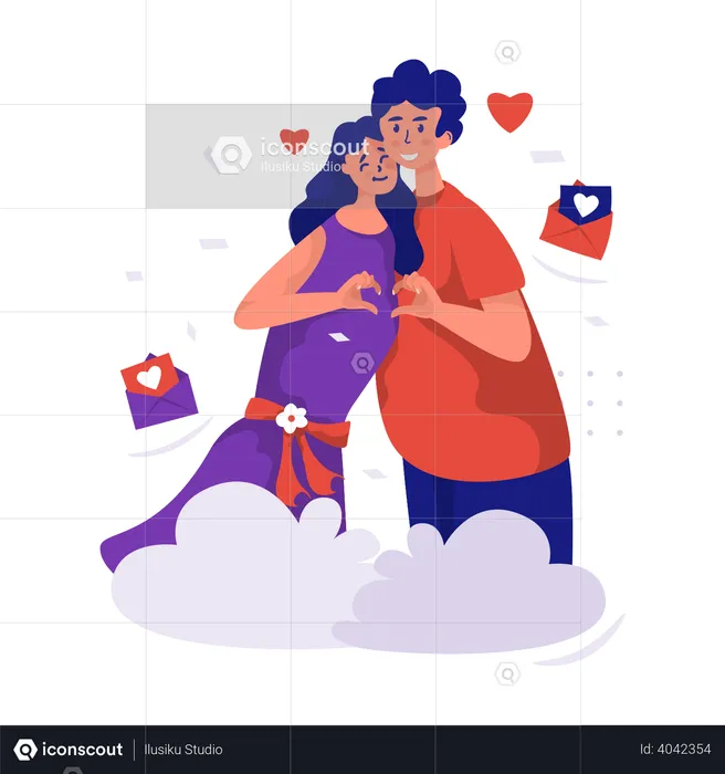 Couple with a love hand sign  Illustration