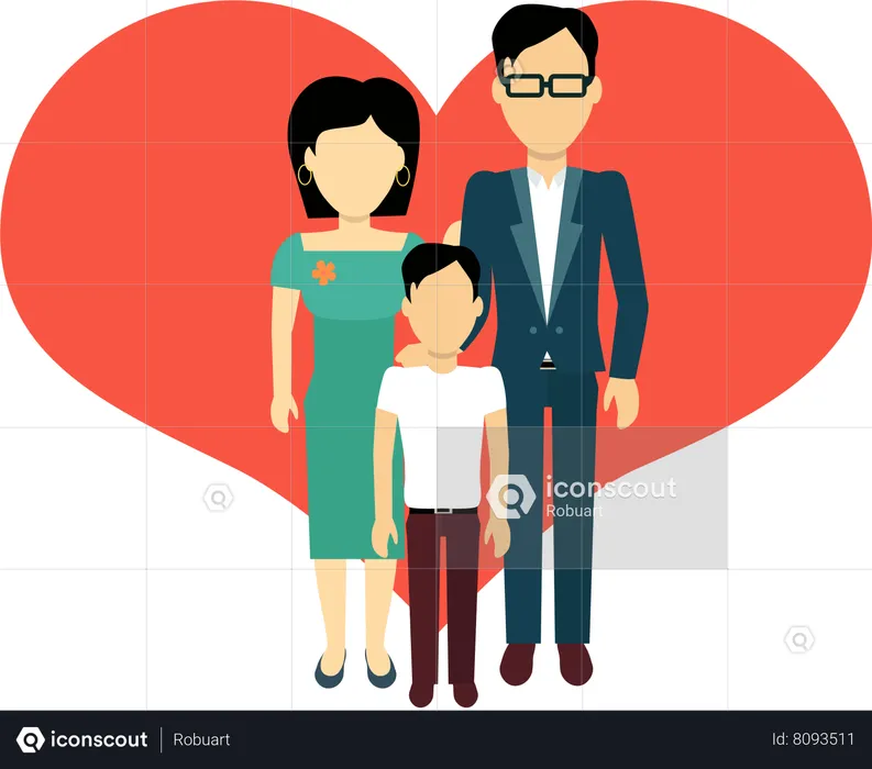 Couple With Child  Illustration