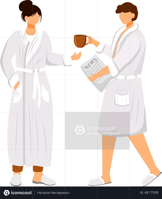 Couple with coffee cup  Illustration