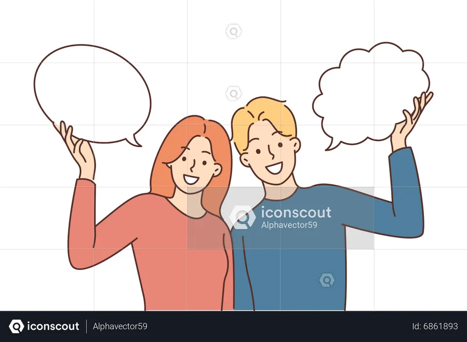 Couple with different thoughts  Illustration