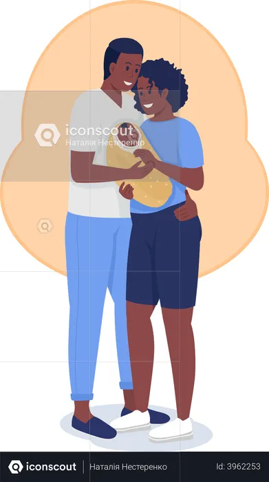 Couple with newborn child  Illustration