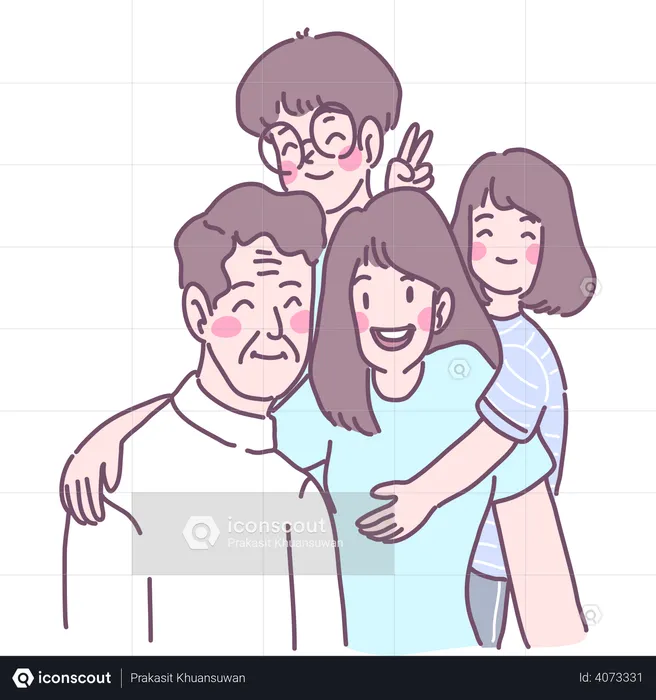 Couple with their kids  Illustration