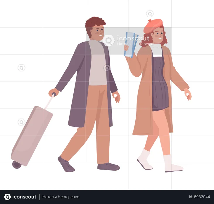 Couple with tickets  Illustration