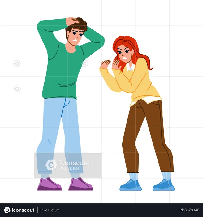 Couple yelling  Illustration