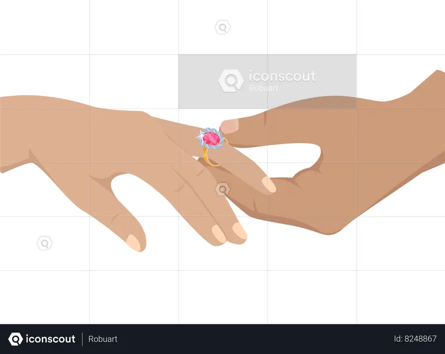 Couples are exchanging rings  Illustration