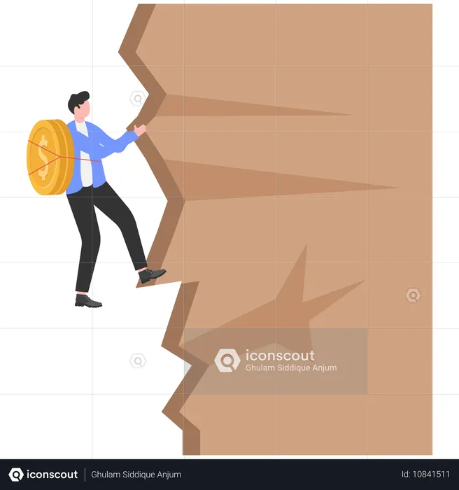 Courageous businessman climbing wall  Illustration