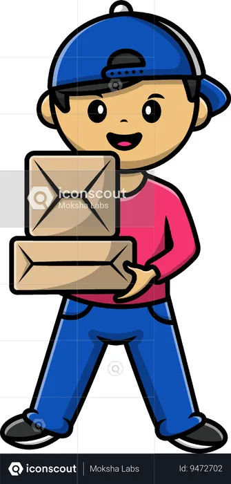 Courier Boy Holding Package  Illustration