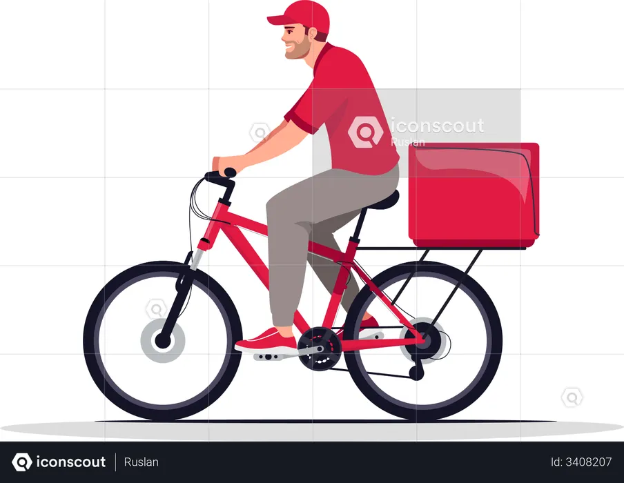 Courier delivery on bike  Illustration