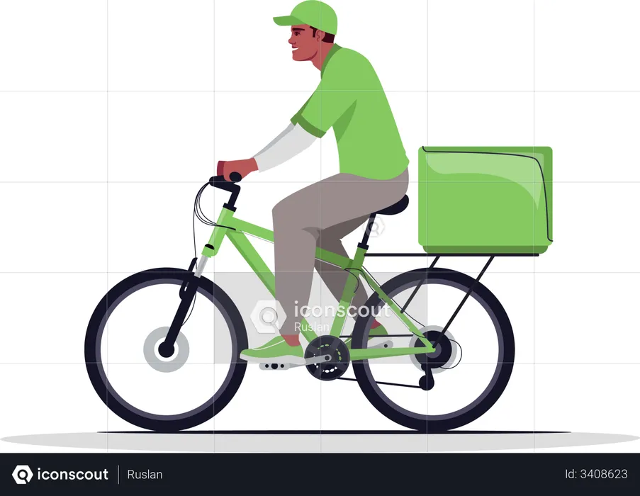 Courier delivery on bike  Illustration