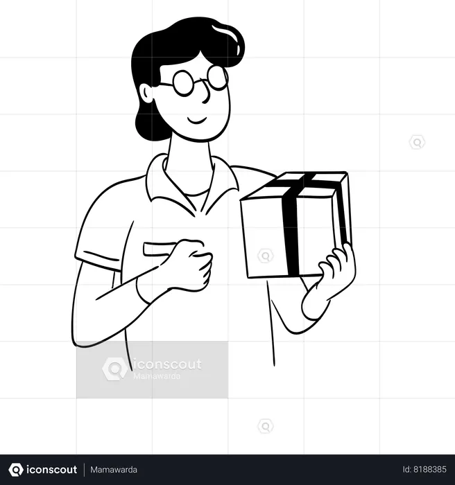 Courier guy holding parcel  Illustration