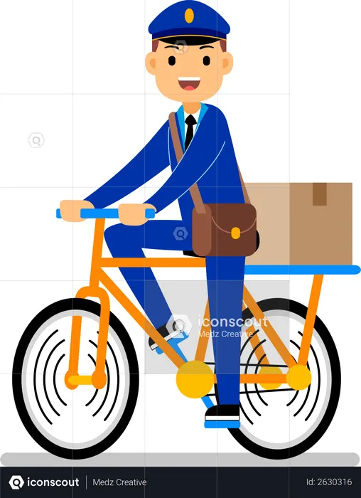 Courier guy riding bicycle  Illustration