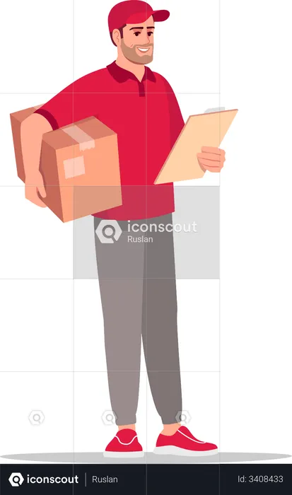 Courier man checking delivery address  Illustration