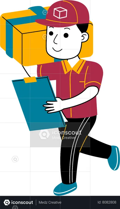 Courier man checks the package sent  Illustration