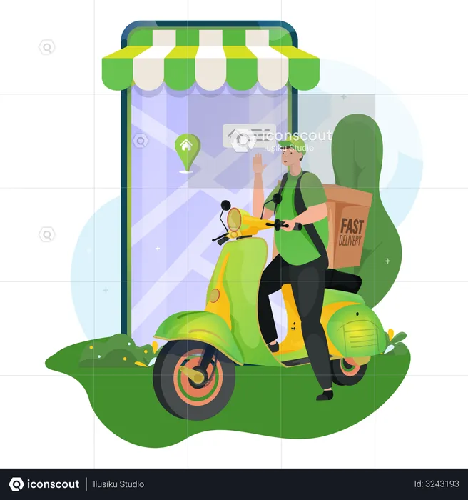 Courier ready to deliver package  Illustration