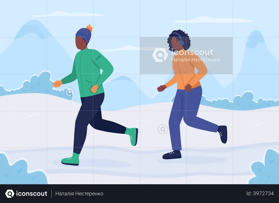 Courir en hiver  Illustration