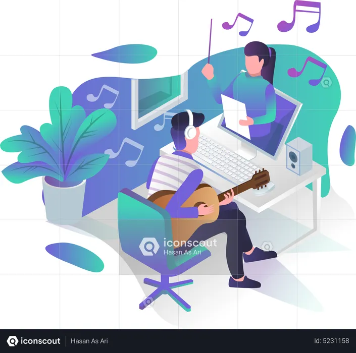 Cours de musique en ligne  Illustration