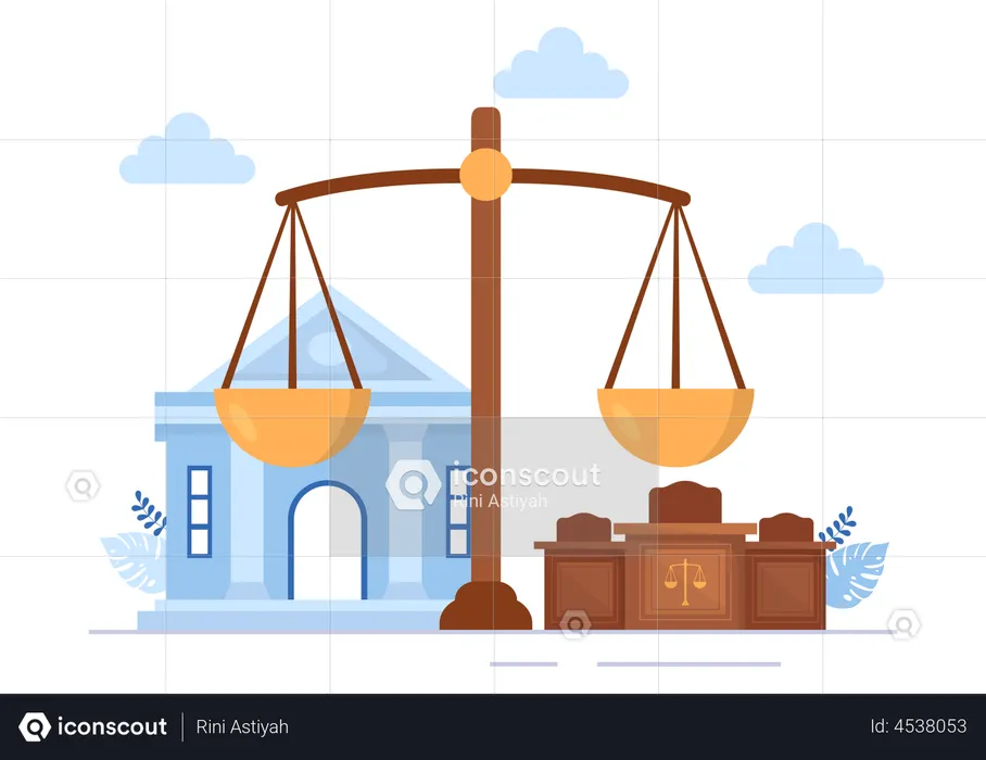 Court with Law  Illustration