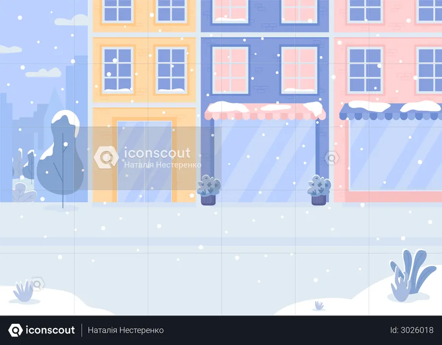 Covered with snow street  Illustration