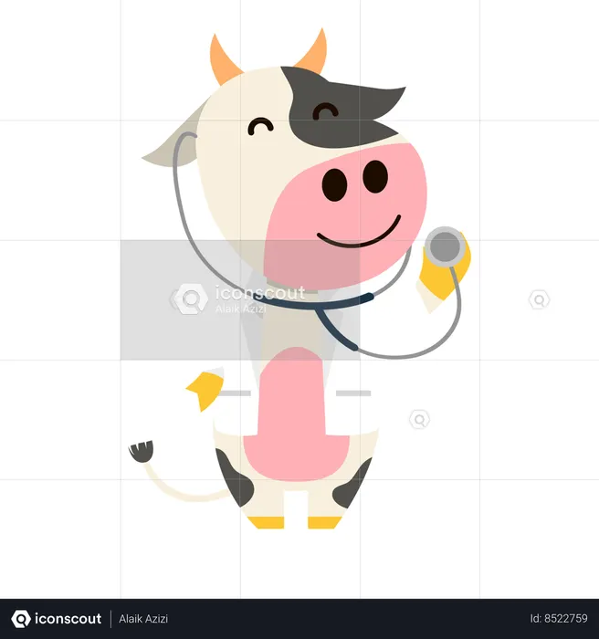 Cow As Farm Doctor  Illustration