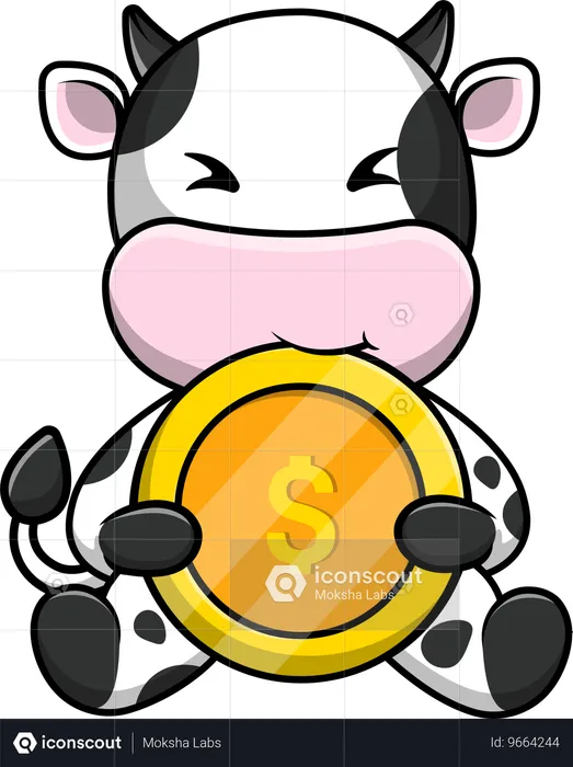 牛の噛みつき金貨  イラスト