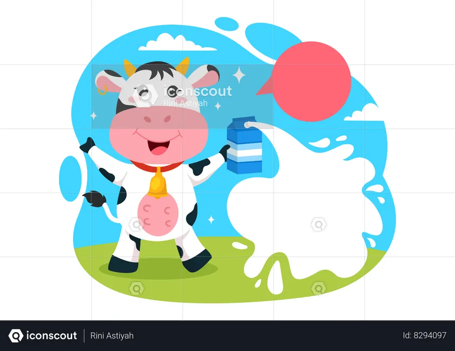 Cow with milk package  Illustration