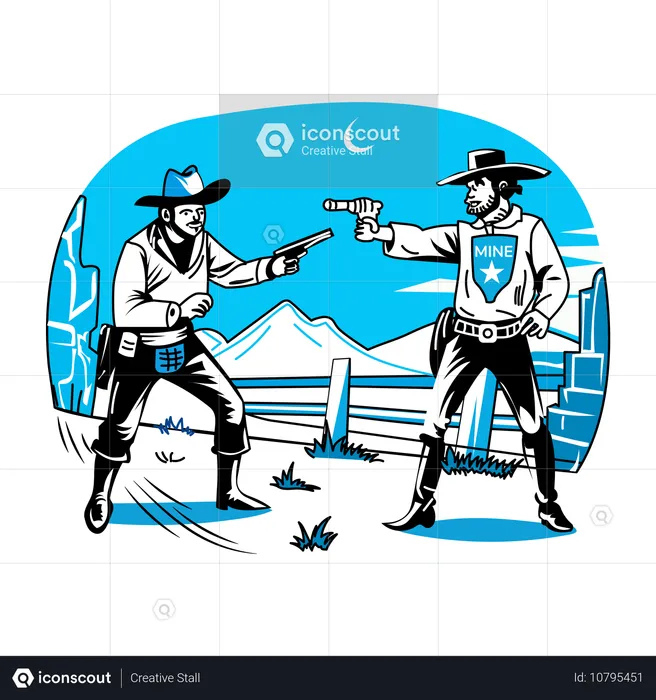 Cowboy Fight  Illustration