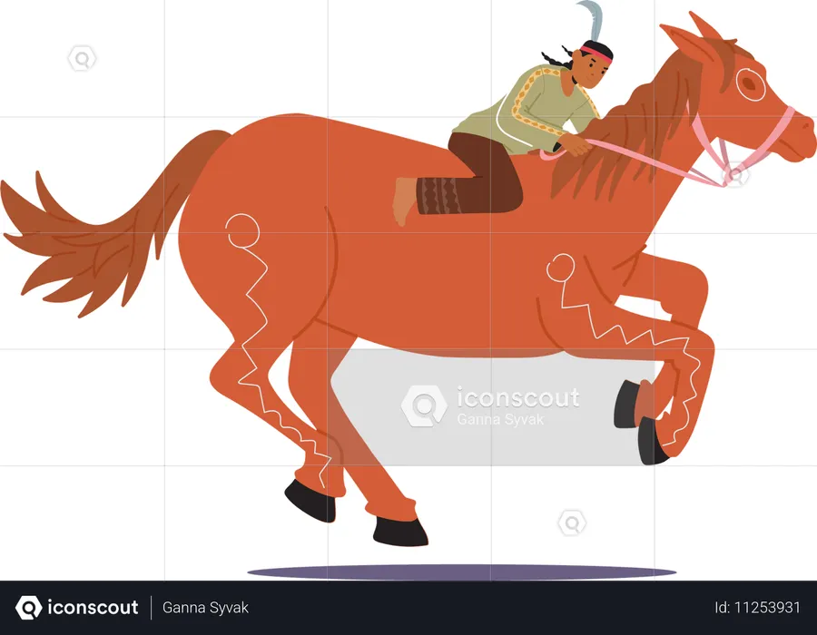 Cowboy galloping on horse  Illustration