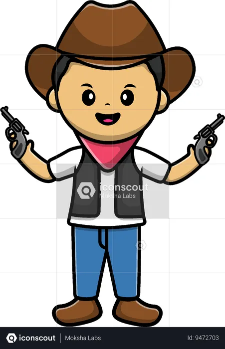 Cowboy Holding Gun  Illustration