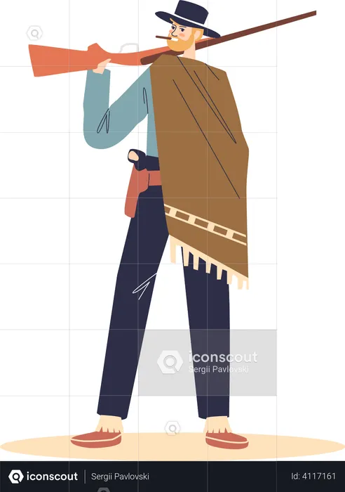 Cowboy holding gun  Illustration