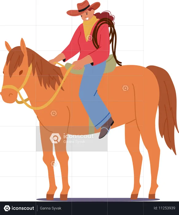 Cowboy riding horse  Illustration