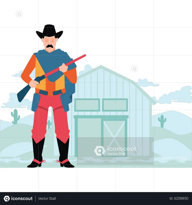 Cowboy stands  Illustration