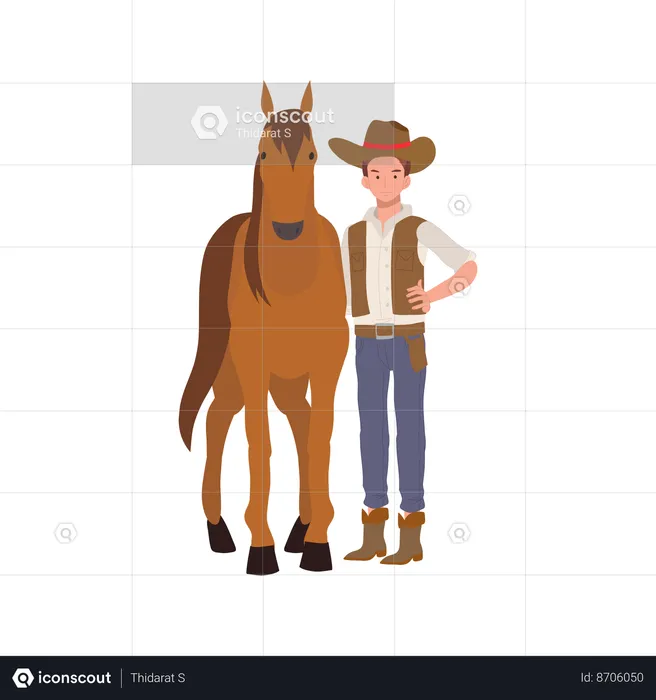 Cowboy with horse  Illustration