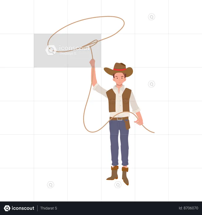 Cowboy with lasso  Illustration