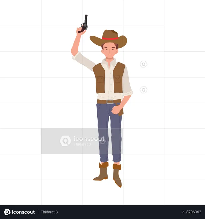 Cowboy with pistol  Illustration