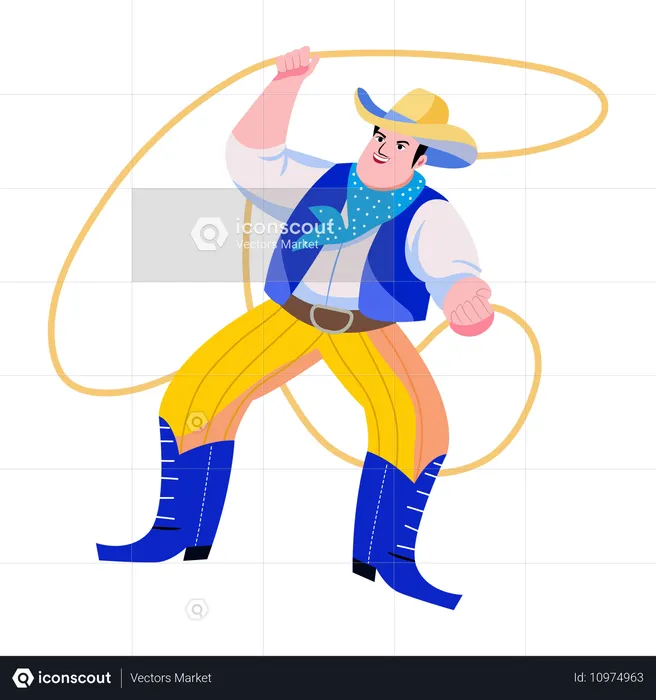 Cowboy with rope  Illustration