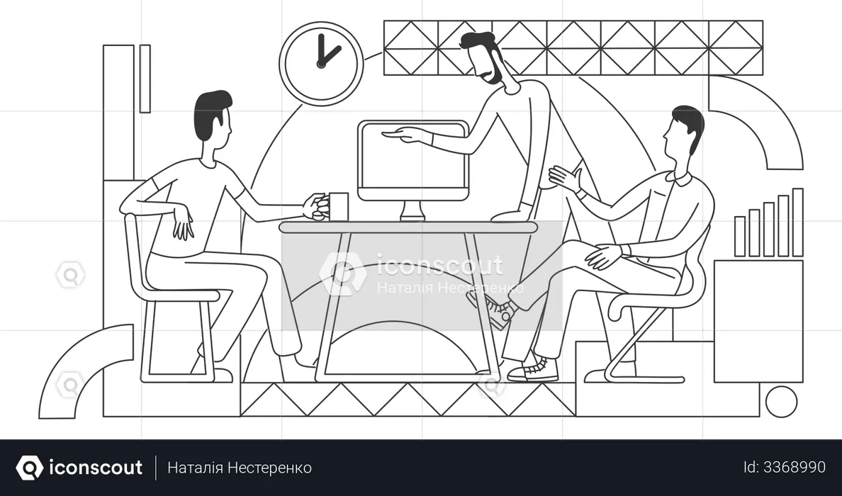 Coworkers discussing business strategy  Illustration