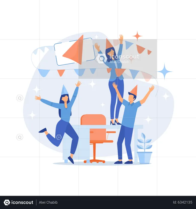 Coworkers having fun together  Illustration