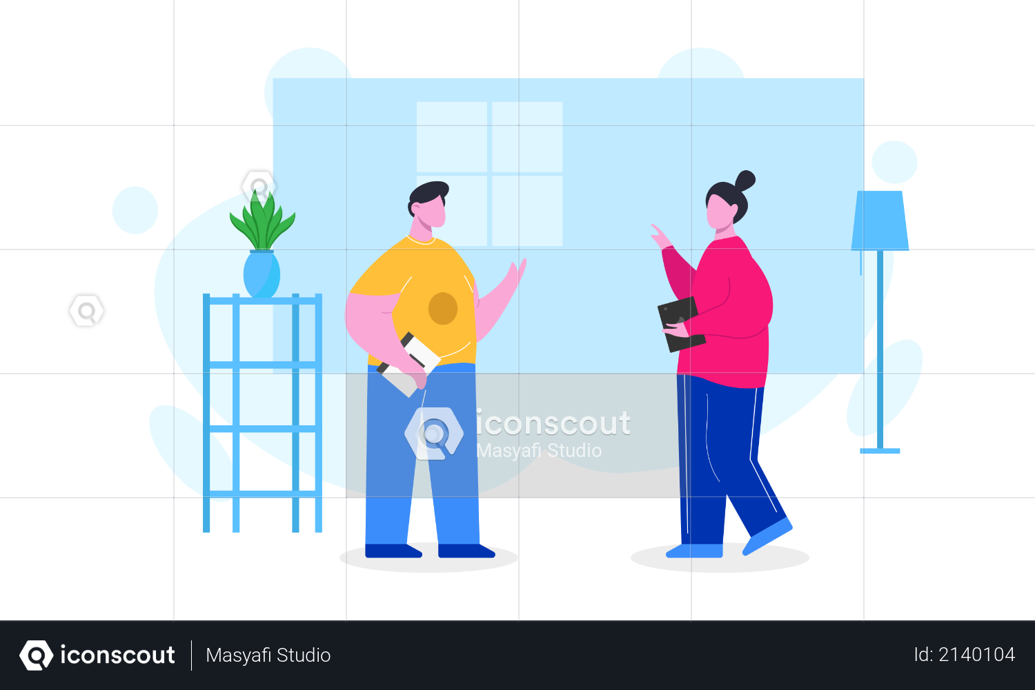 Coworkers or colleagues discussing about business product Illustration